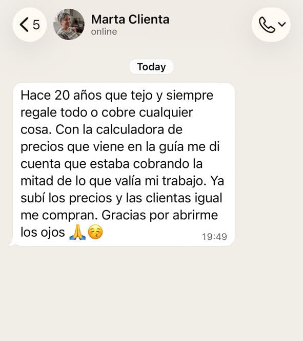 Captura de conversación con Marta