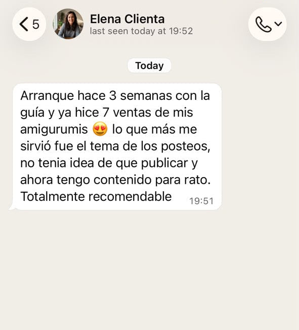Captura de conversación con Elena